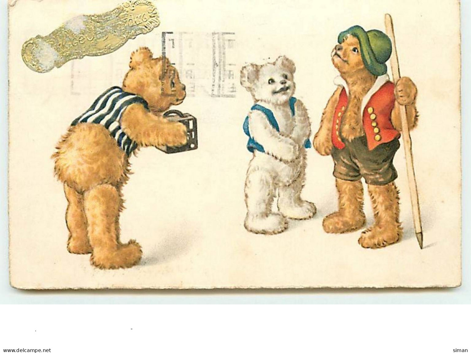 N°11621 - Carte Fantaisie - Style A. Thiele - Ours Habillés - Teddy Bear - Animaux Habillés