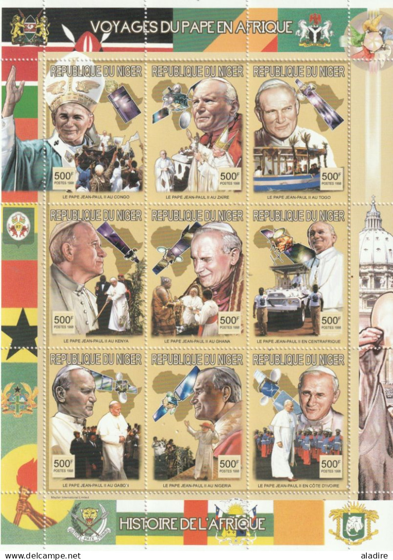 Voyages Du Pape En Afrique - 1998 - 100 X 9 Vignettes De Jean Paul II (Congo, Zaïre, Togo, Kénya, Ghana, Gabon, Nigeria - Religion & Esotérisme
