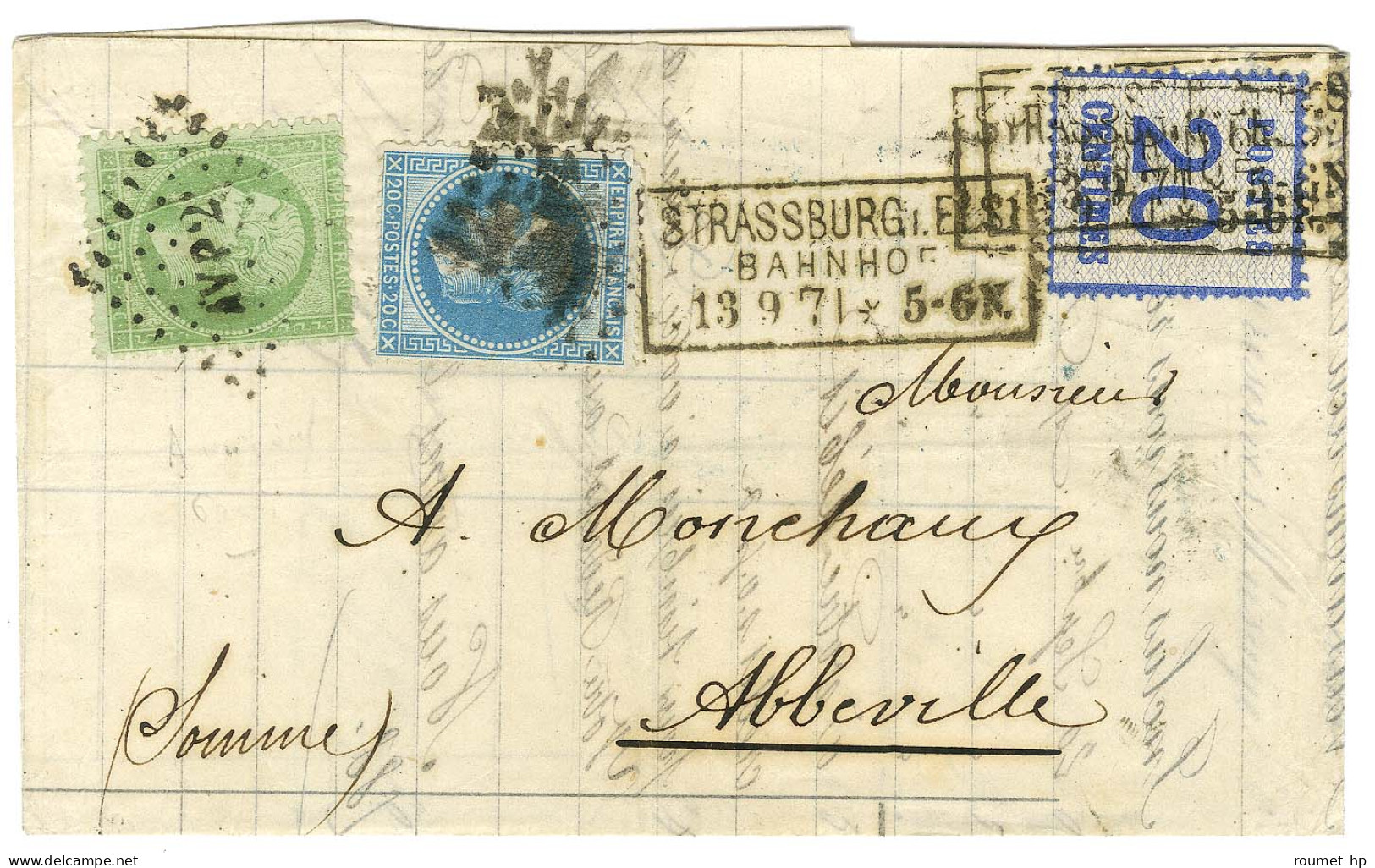 Cachet Encadré STRASSBURG I ELS / BAHNHOF / Als. N° 6 + Losange AVP 2° / N° 20 + N° 29 Sur Lettre En Affranchissement Mi - Lettres & Documents