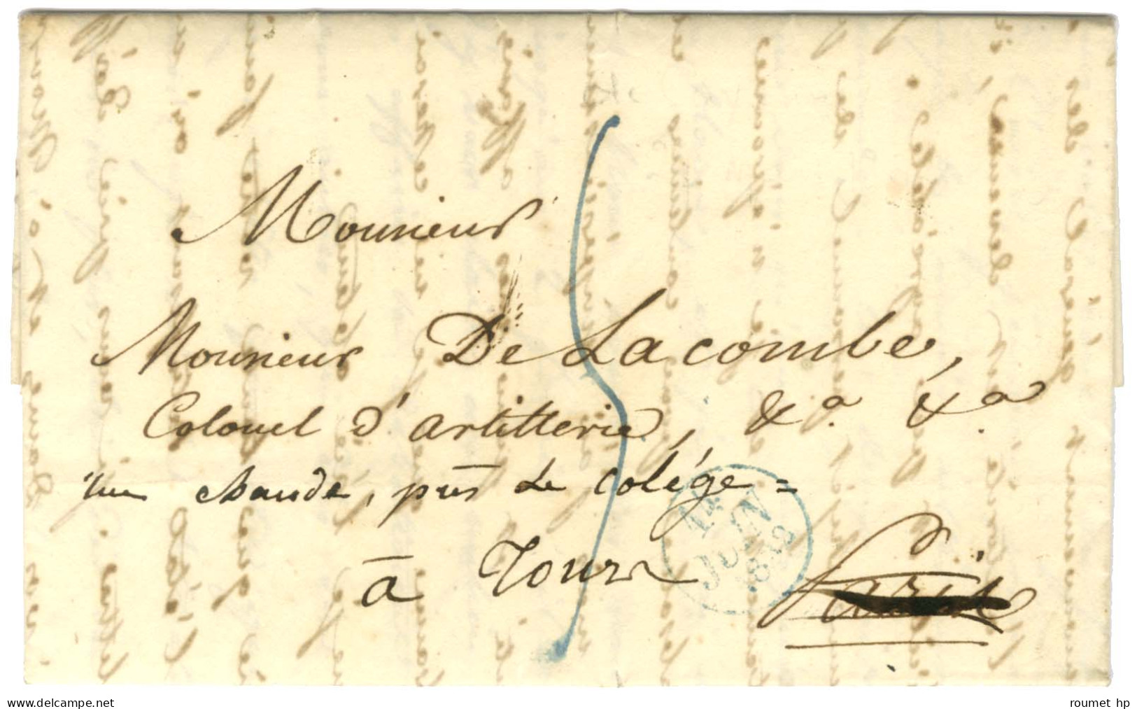 Lettre Avec Texte Daté De Cayenne Le 28 Mars 1832 Pour Paris Réexpédiée à Tours. - TB / SUP. - Poste Maritime