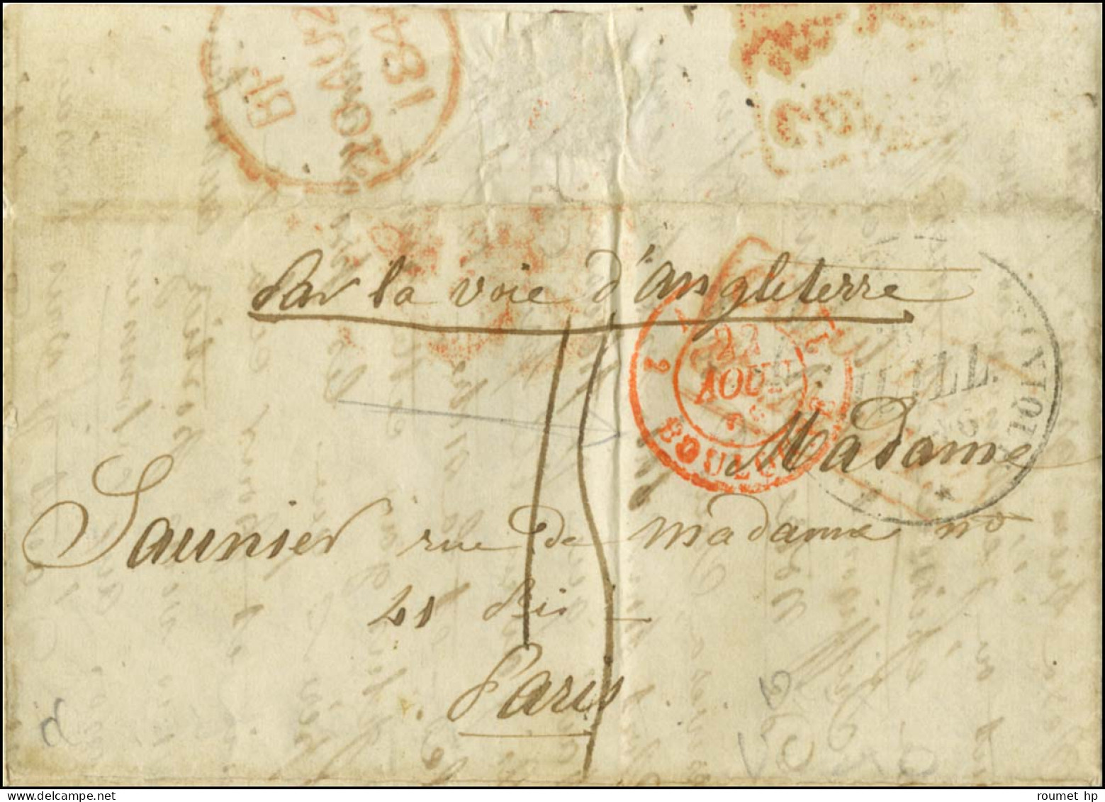 Lettre Avec Texte Et Petit Dessin à La Plume Datée De Port Royal Le 17 Juillet 1846 Pour Paris. - TB / SUP. - Maritime Post