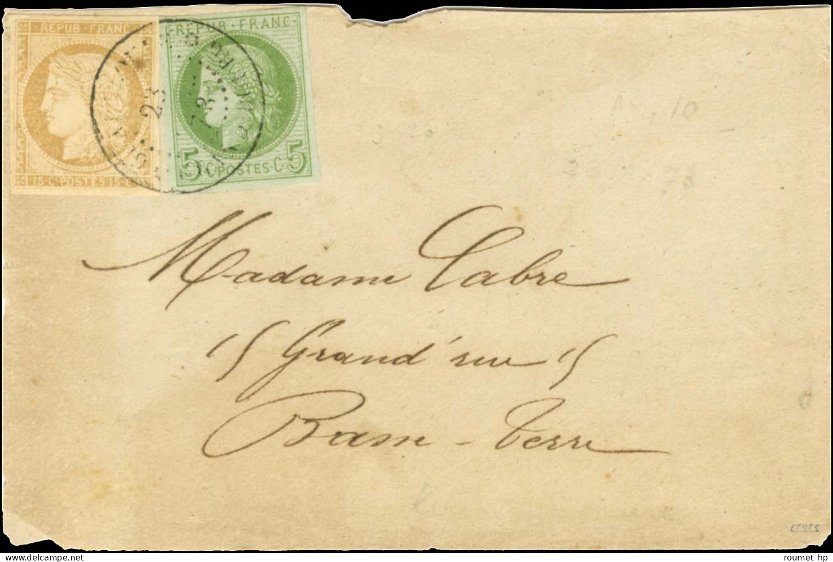 Càd GUADELOUPE / GRAND BOURG / Col. Gen. N° 17 + 22 Sur Lettre Adressée Localement à Basse Terre. Au Verso, Càd D'arrivé - Poste Maritime