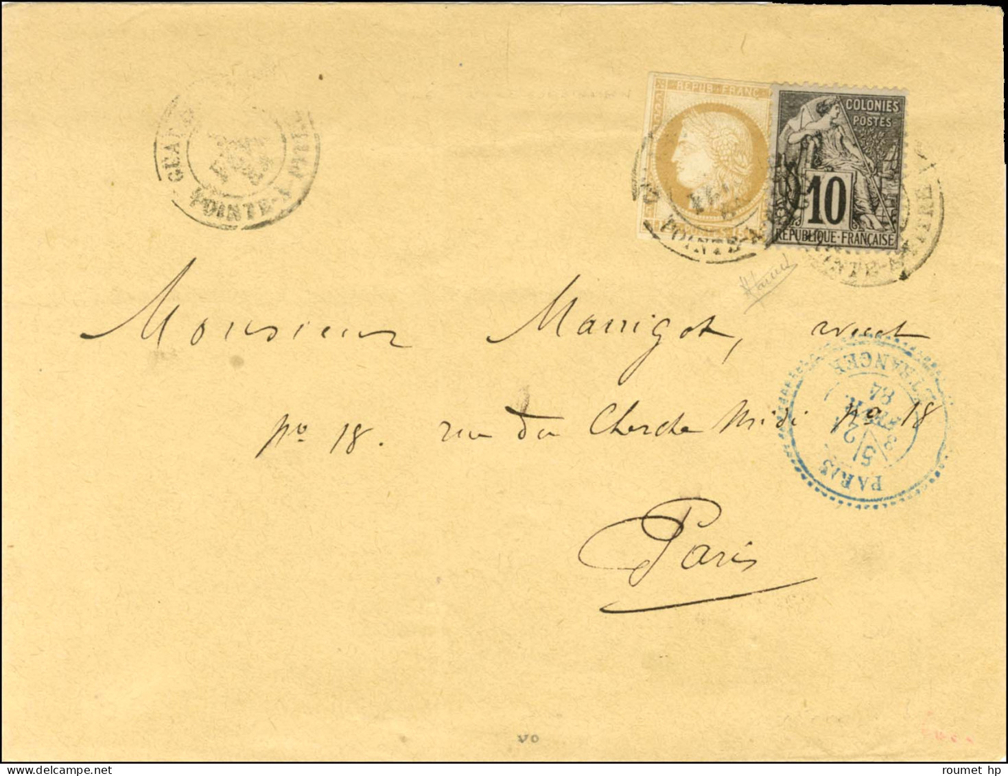 Càd GUADELOUPE / POINTE A PITRE / Col. Gen. N° 19 + 50 Sur Lettre Pour Paris. 1884. - TB / SUP. - R. - Poste Maritime