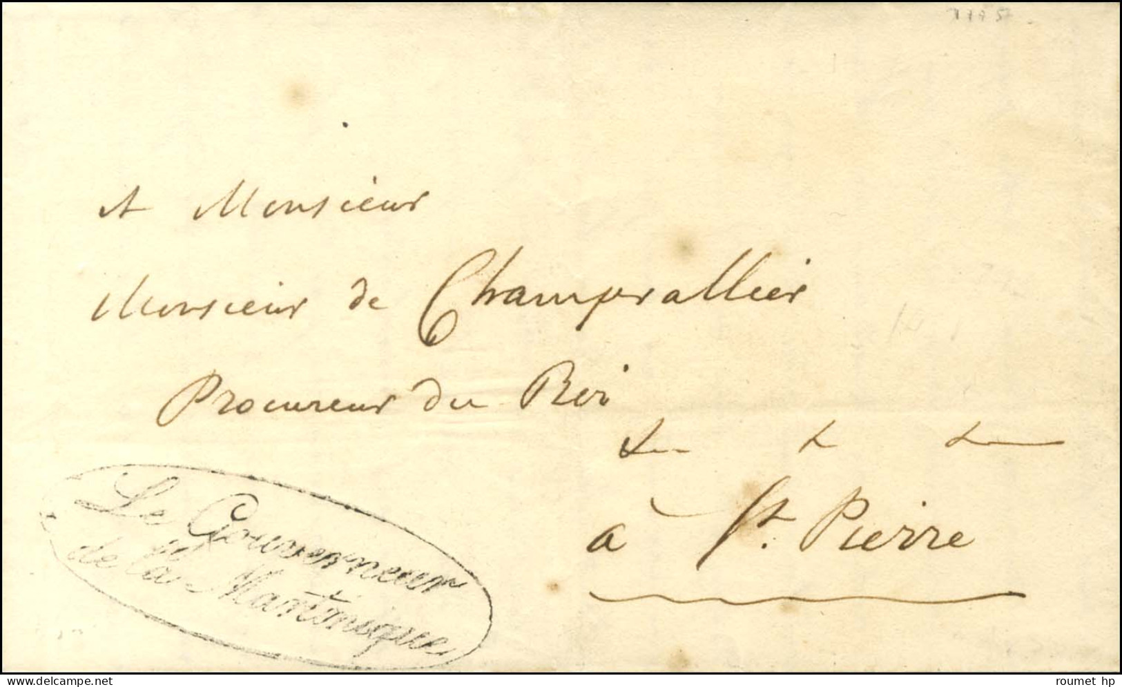 Lettre Avec Texte Daté De Fort Royal Le 22 Janvier 1828 Adressée En Franchise à St Pierre. Au Recto, Franchise LE GOUVER - Schiffspost