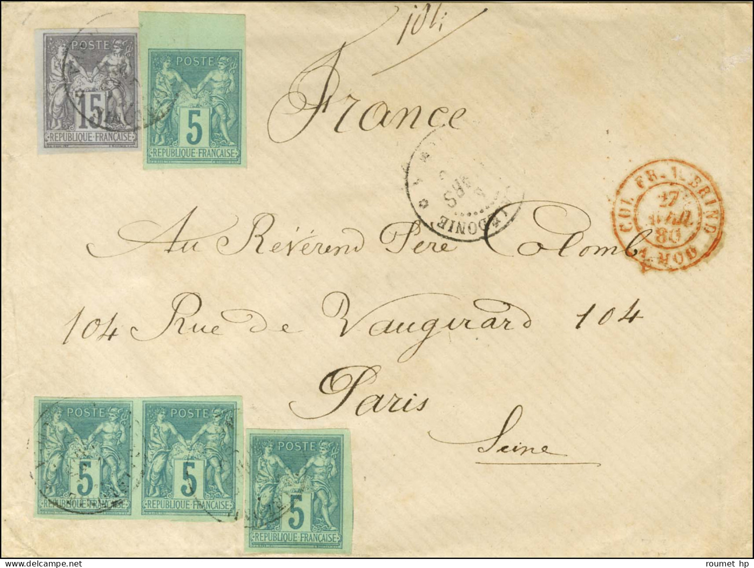 Càd Nlle - CALEDONIE / NOUMEA / Col. Gen. N° 31 (4) + N° 33 Sur Lettre Pour La France. 1880. - SUP. - R. - Poste Maritime