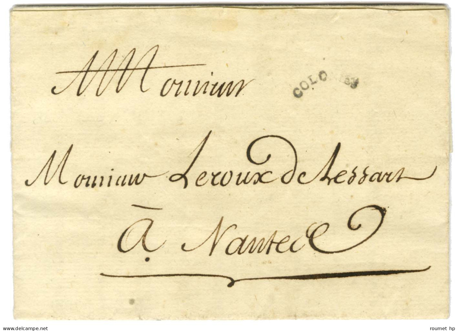 Lettre Avec Texte Daté De Saint Marc Le 1er Septembre 1790 Pour Nantes. Au Recto, Marque Postale D'entrée Noire Cintrée  - Marques D'entrées