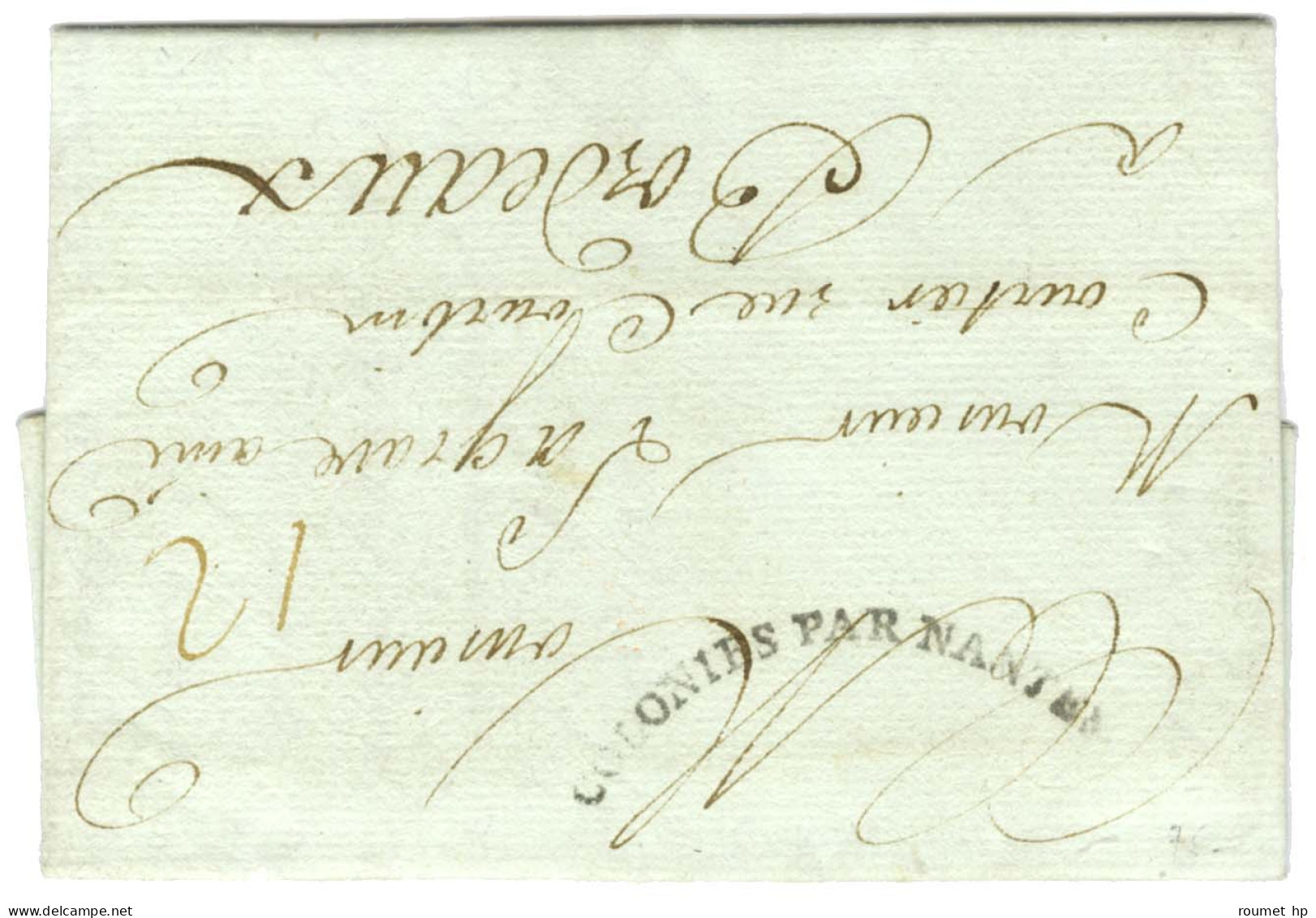 Lettre Avec Texte Daté Des Cayes Le 24 Mai 1791 Pour Bordeaux. Au Recto, Marque Postale D'entrée Cintrée COLONIES PAR NA - Entry Postmarks