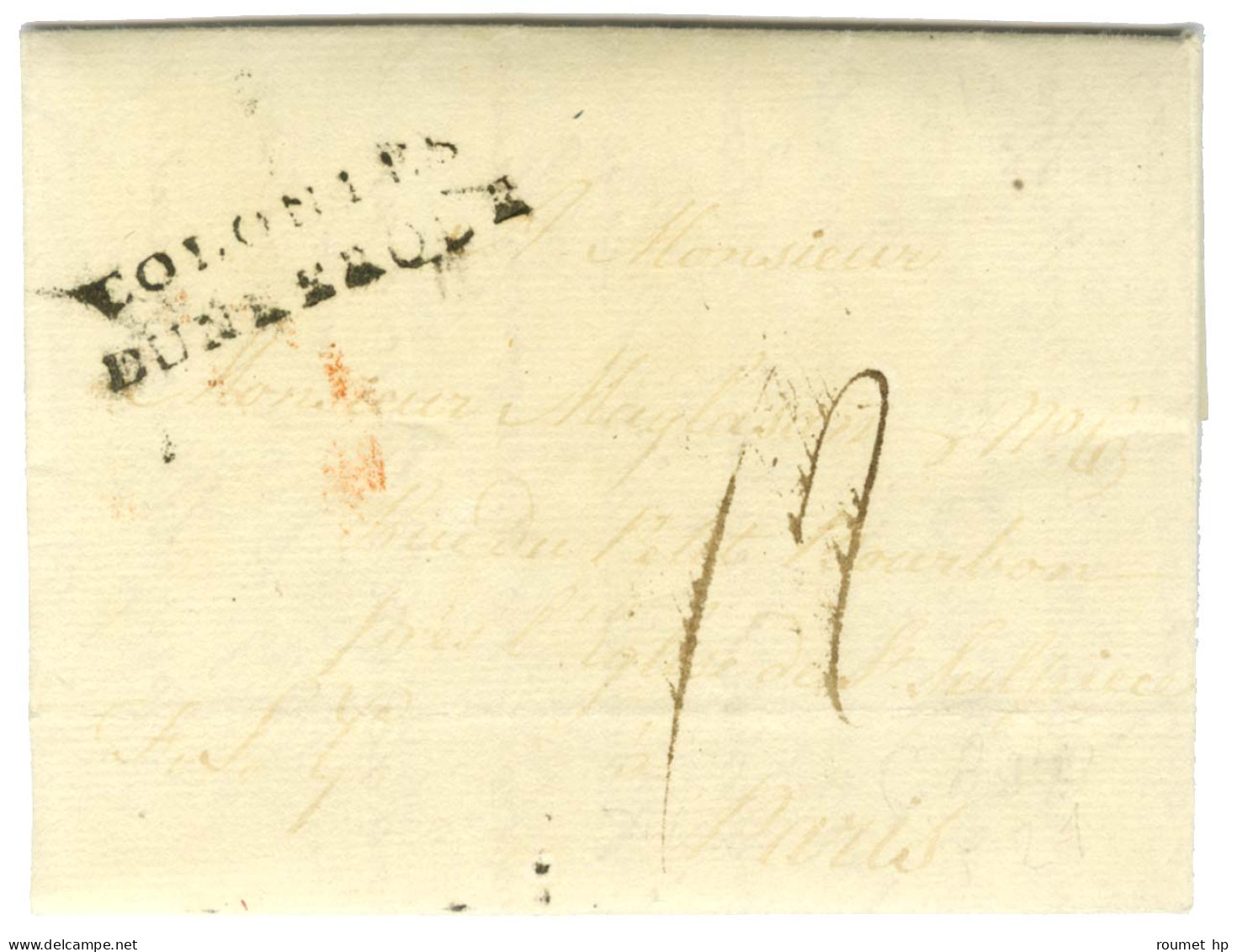 Lettre Avec Texte Daté De Tobago (RR) Le 26 Août 1789 Pour Paris. Au Recto, Marque Postale D'entrée COLONIES / DUNKERQUE - Marques D'entrées