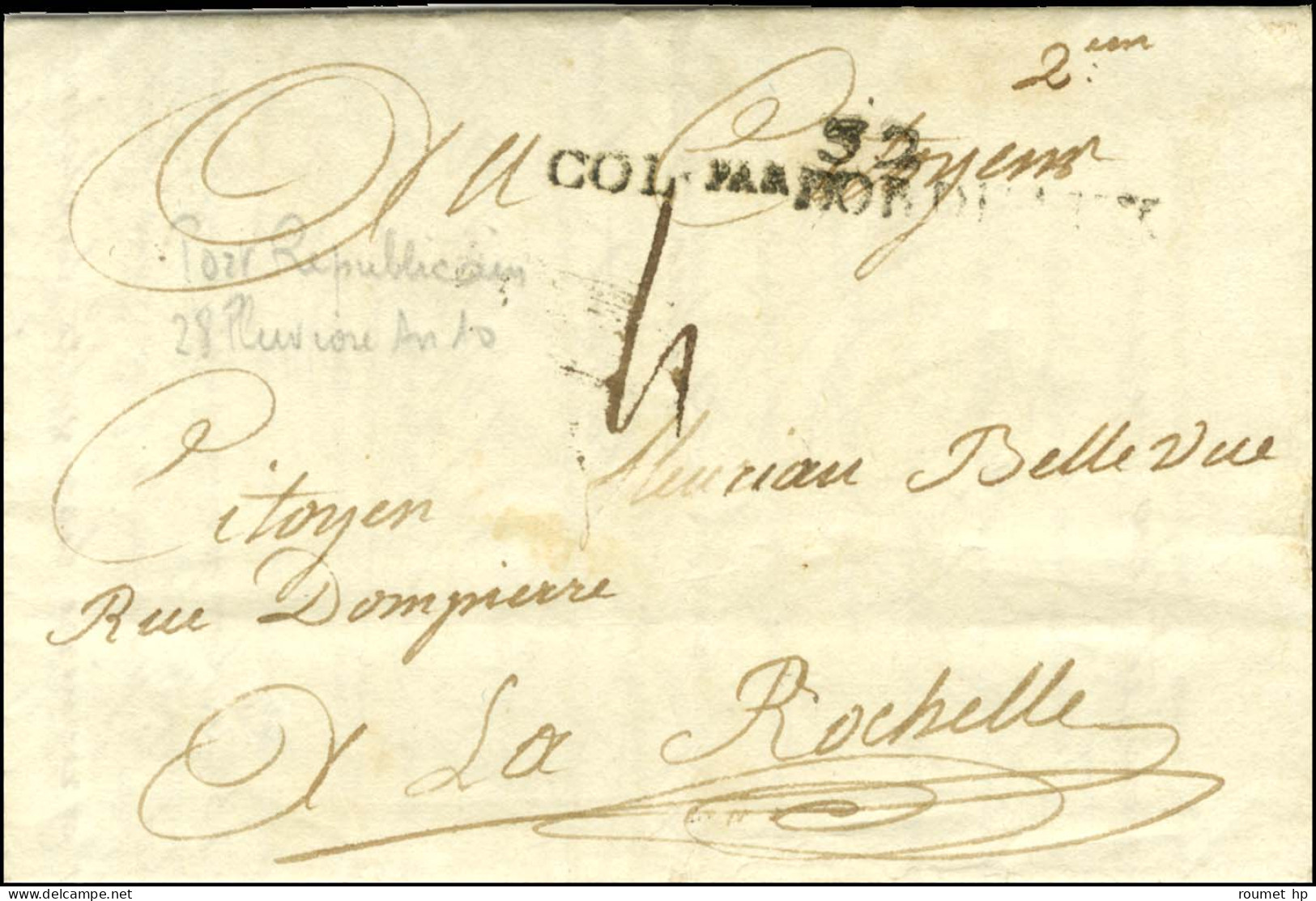 Lettre Avec Superbe Texte Historique Sur L'arrivée Des Français à Saint Domingue Daté De Port Républicain Le 28 Pluviôse - Entry Postmarks