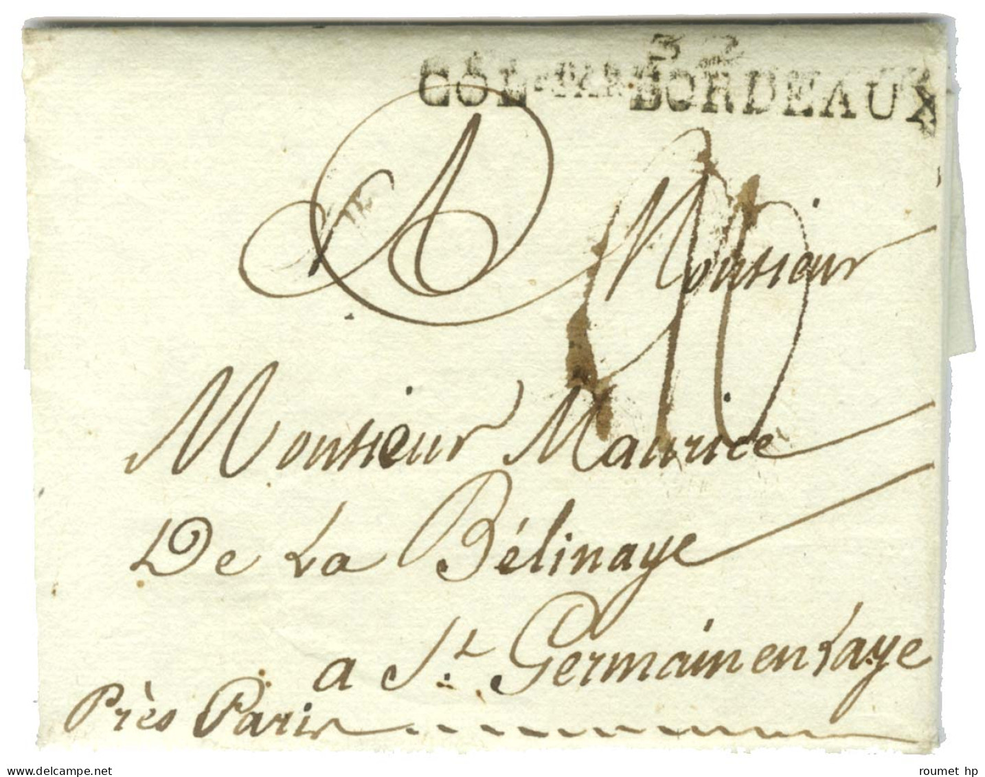 Lettre Avec Très Bon Texte Historique Daté Du Cap Le 26 Septembre 1792 Pour Saint Germain En Laye. Au Recto, Marque Post - Marques D'entrées