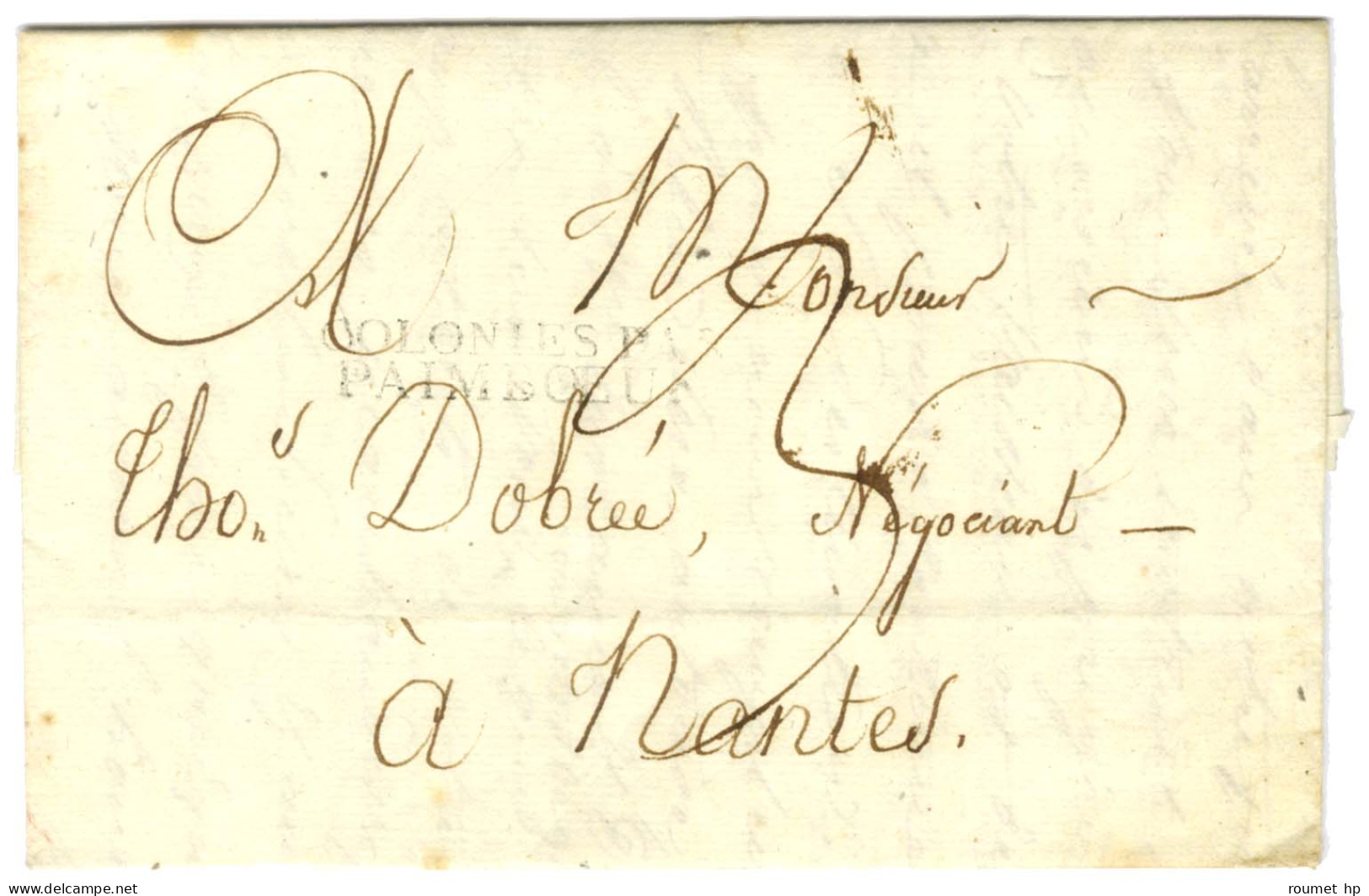 Lettre Avec Texte Daté Isle De France Le 14 Août 1820 Pour Nantes, Au Recto Marque Postale D'entrée COLONIES PAR / PAIMB - Marques D'entrées