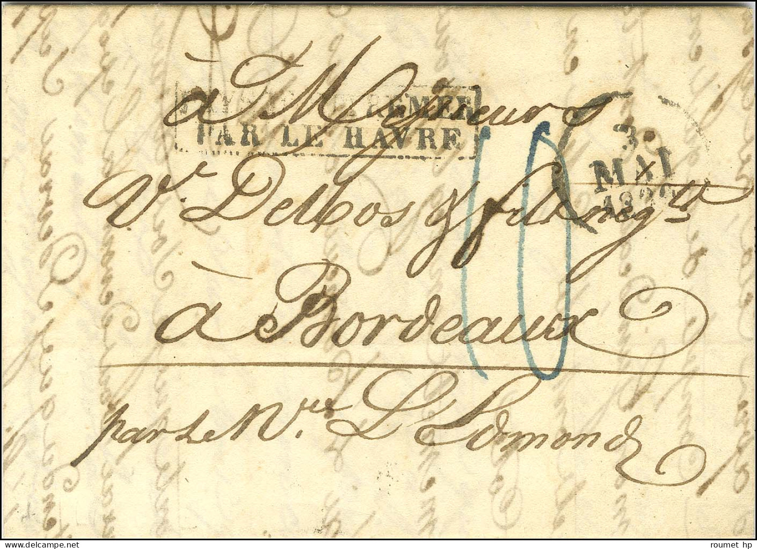 Lettre Avec Texte Daté De Lagune Le 31 Janvier 1830 Pour Bordeaux. Au Recto, Marque Postale D'entrée Encadrée PAYS D'OUT - Entry Postmarks