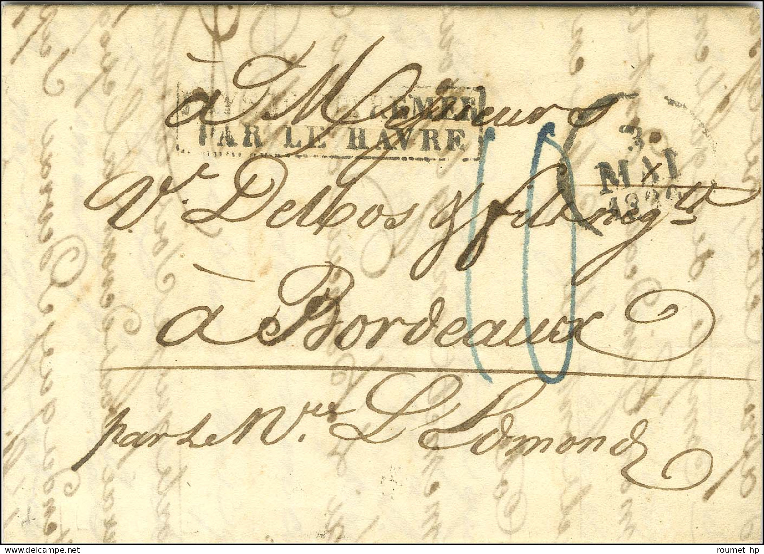 Lettre Avec Texte Daté De Lagune Le 31 Janvier 1830 Pour Bordeaux. Au Recto, Marque Postale D'entrée Encadrée PAYS D'OUT - Marques D'entrées