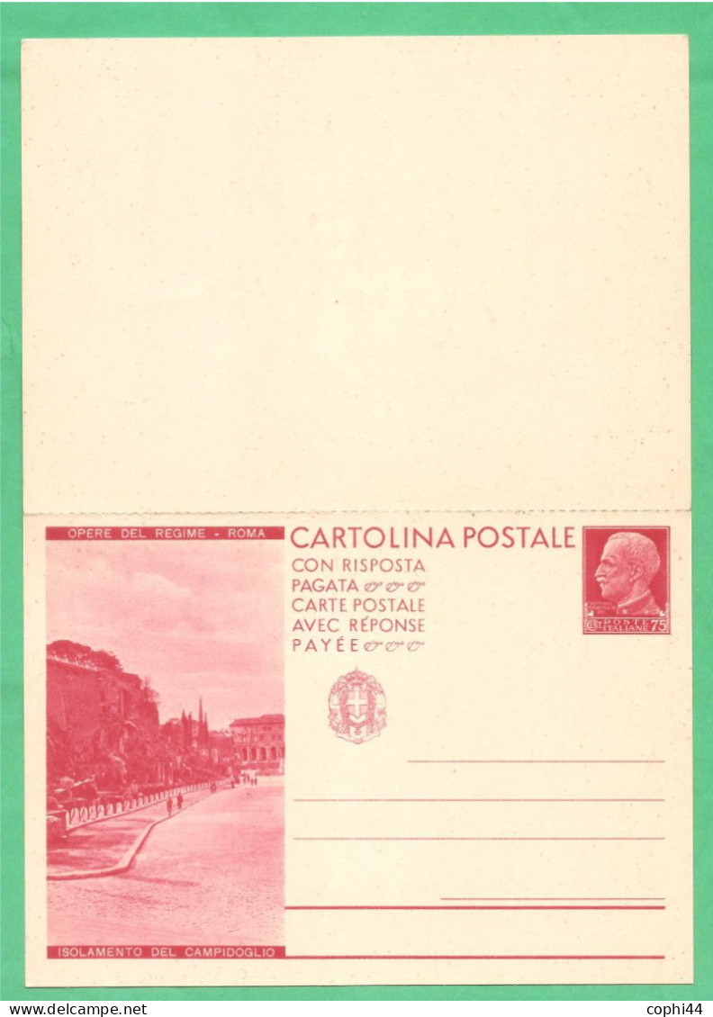 REGNO D'ITALIA 1932 CARTOLINA POSTALE VEIII OPERE DEL REGIME ISOLAMENTO+BONIFICA (FILAGRANO C76-11) C 75+75 Rosso NUOVA - Ganzsachen