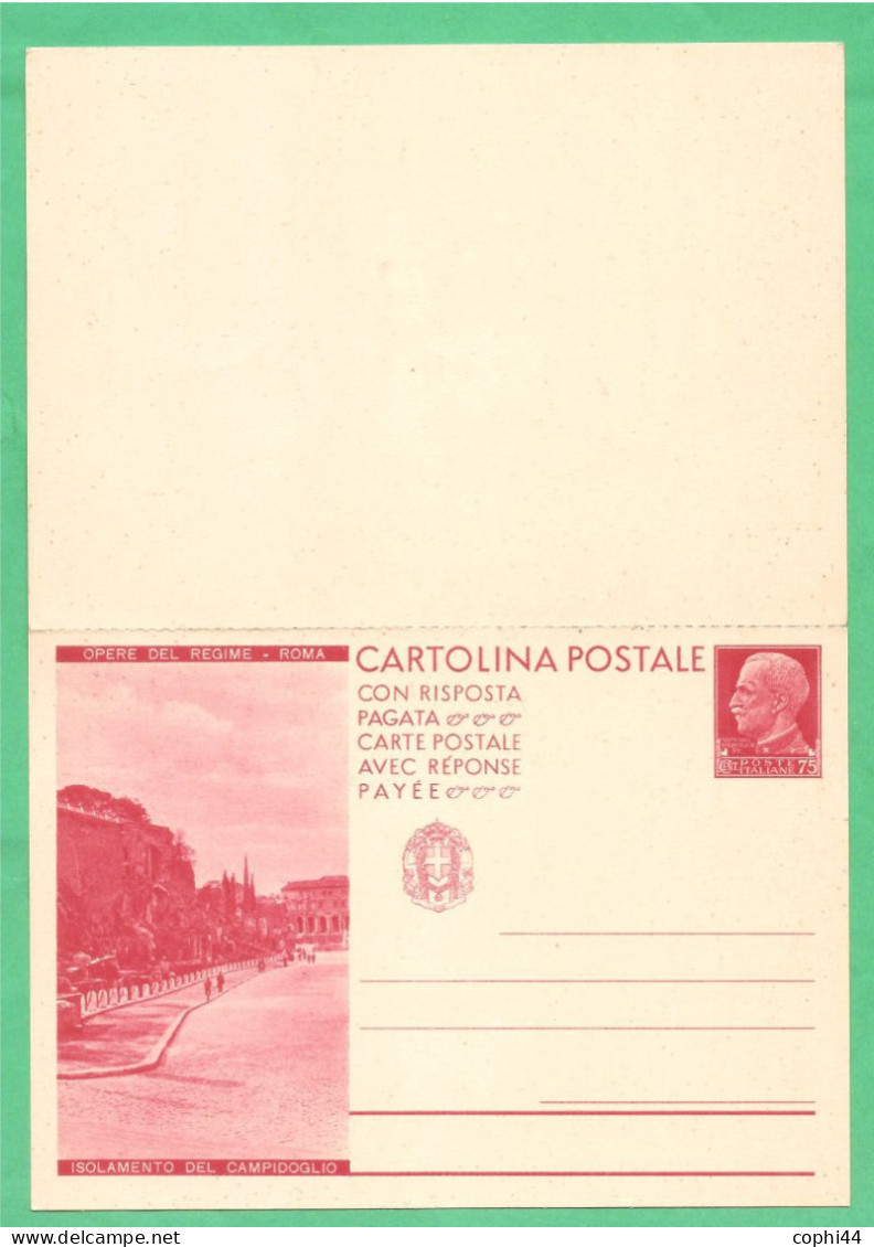 REGNO D'ITALIA 1932 CARTOLINA POSTALE VEIII OPERE DEL REGIME ISOLAMENTO+BONIFICA (FILAGRANO C76-11) C 75+75 Rosso NUOVA - Entero Postal