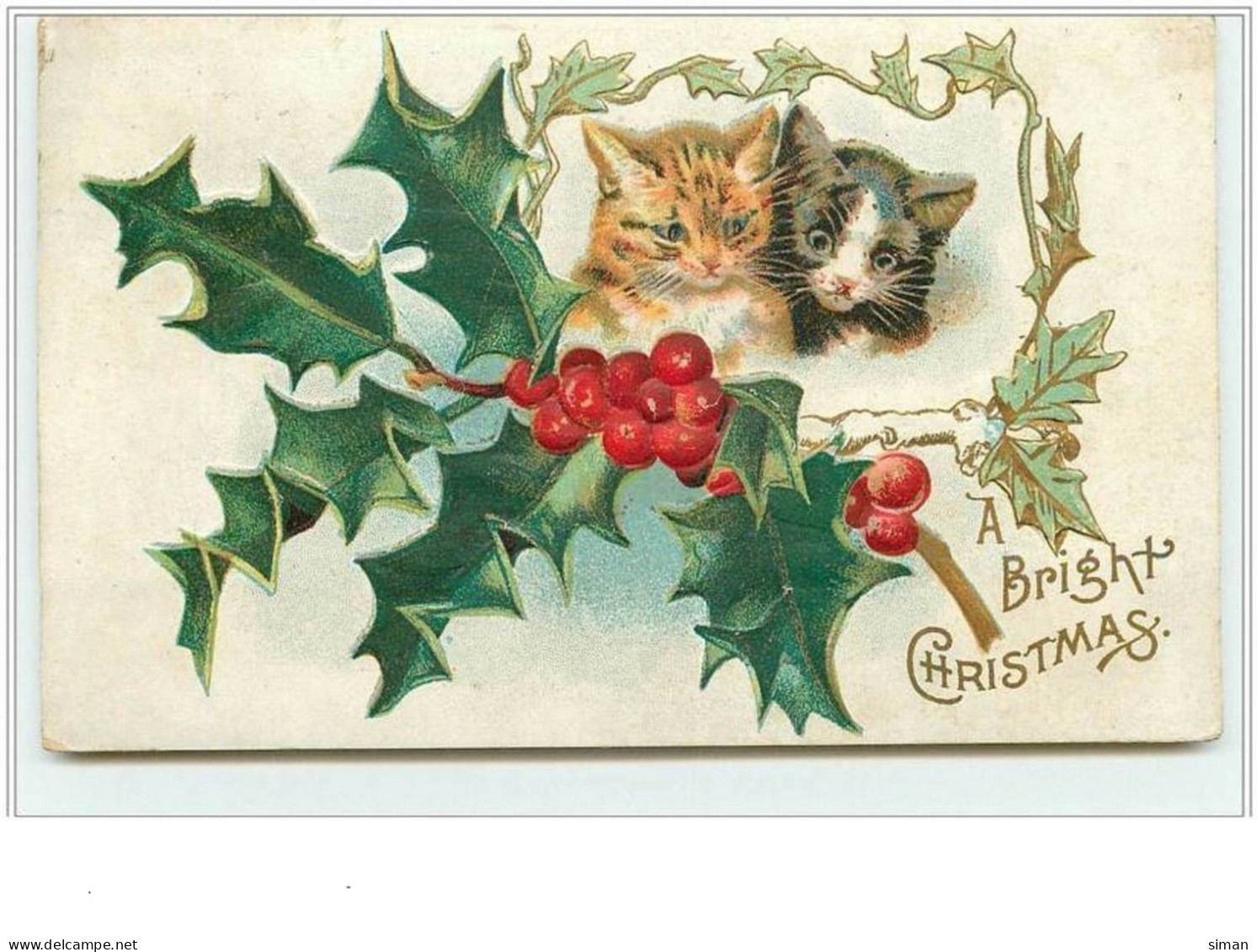 N°2276 - Carte Gaufrée - A Bright Christmas - Chats - Cats