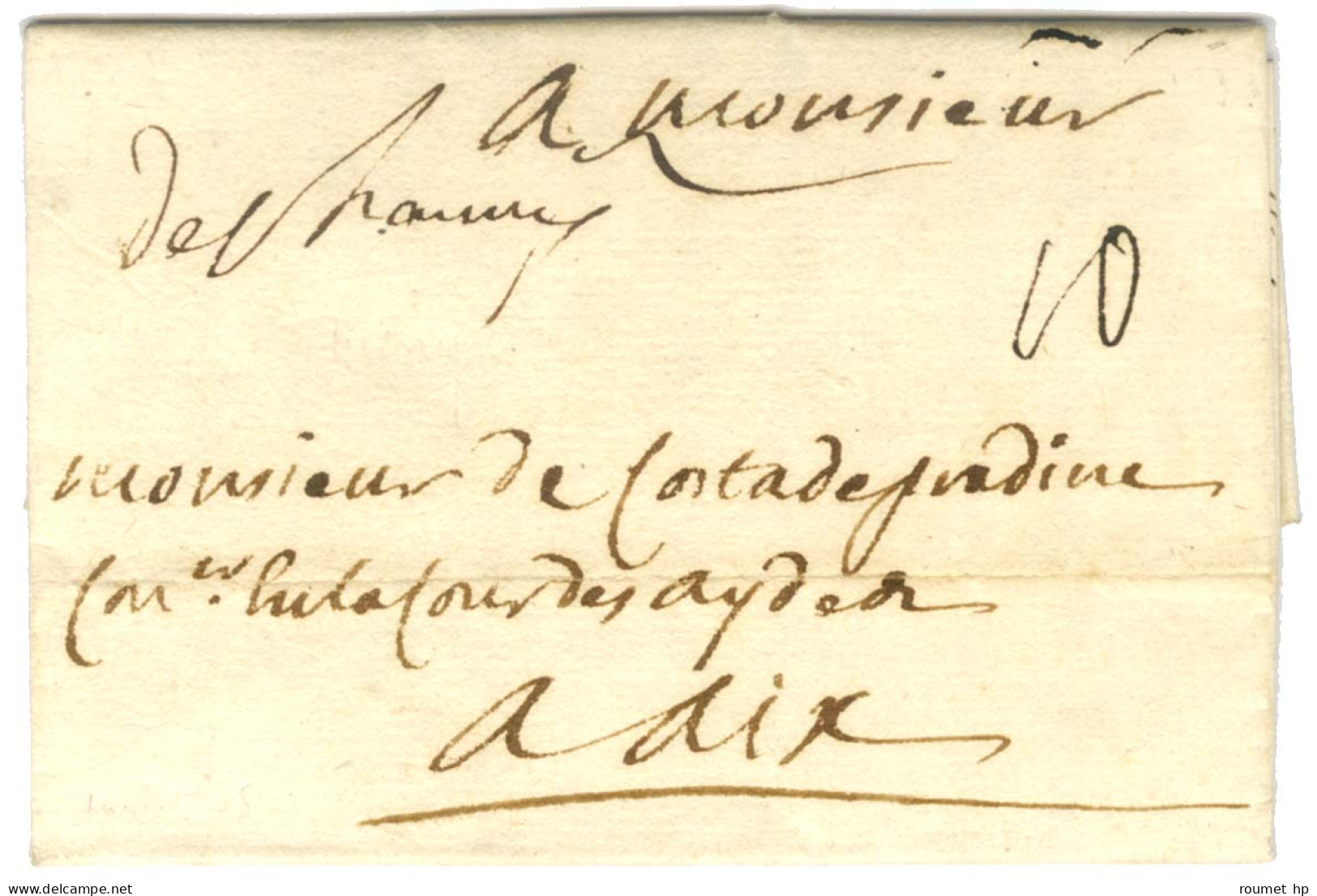 '' De Chauny ''  (L N° 6) Sur Lettre Avec Texte Daté De Château-Thierry 1738 Pour Aix. - SUP. - Other & Unclassified