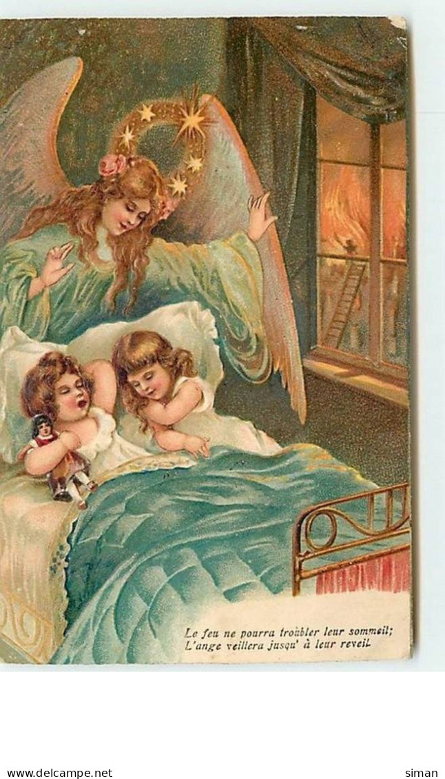 N°11633 - Carte Fantaisie Gaufrée - Ange Gardien Et Enfants Endormis - Sonstige & Ohne Zuordnung