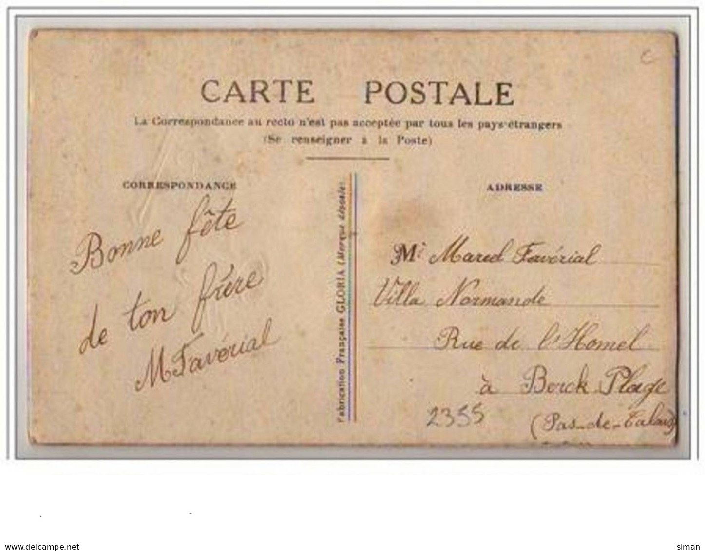 N°2355 - Carte Brodée - Bonne Fête - Horondelle Apportant Le Courrier - Embroidered