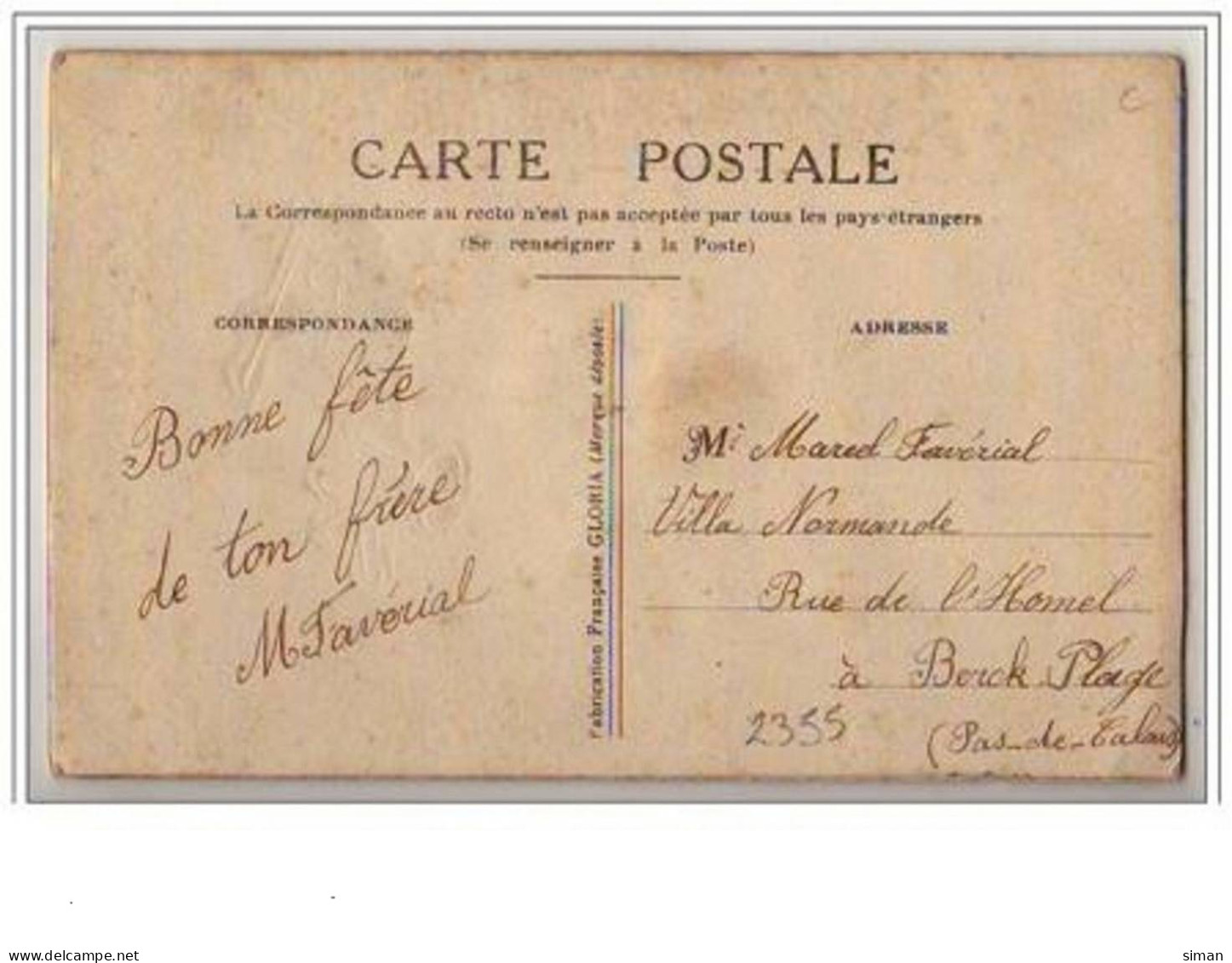 N°2355 - Carte Brodée - Bonne Fête - Horondelle Apportant Le Courrier - Bestickt