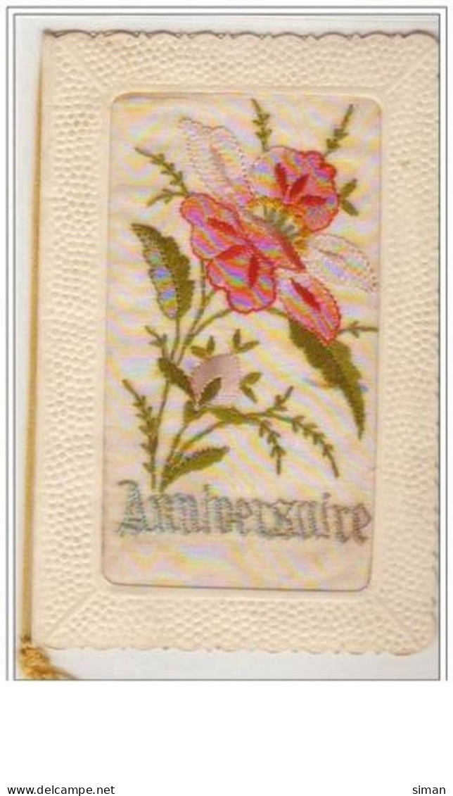 N°2353 - Carte Brodée - Anniversaire - Aubépine - Brodées