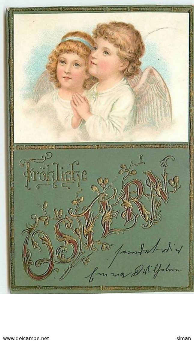 N°10692 - Carte Fantaisie Gaufrée - Fröhliche Ostern - Couple D'Anges - Easter