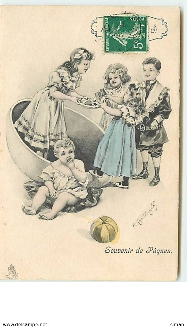 N°6446 - Souvenir De Pâques - Enfants Mangeant Des Oeufs - Easter