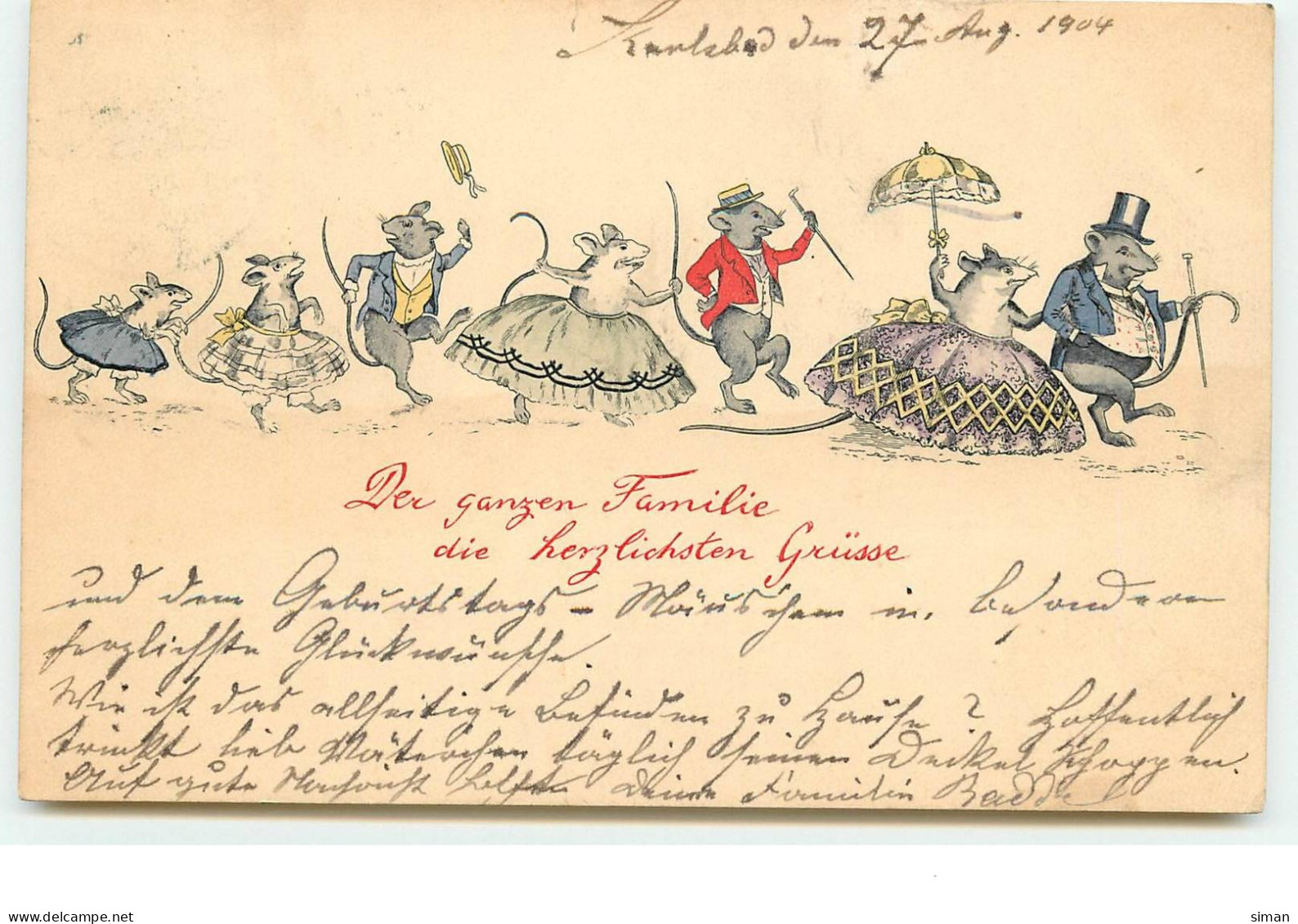 N°14900 - Souris Habillées - Der Ganzen Families Dir Herzlichsten Grüsse - Animali Abbigliati