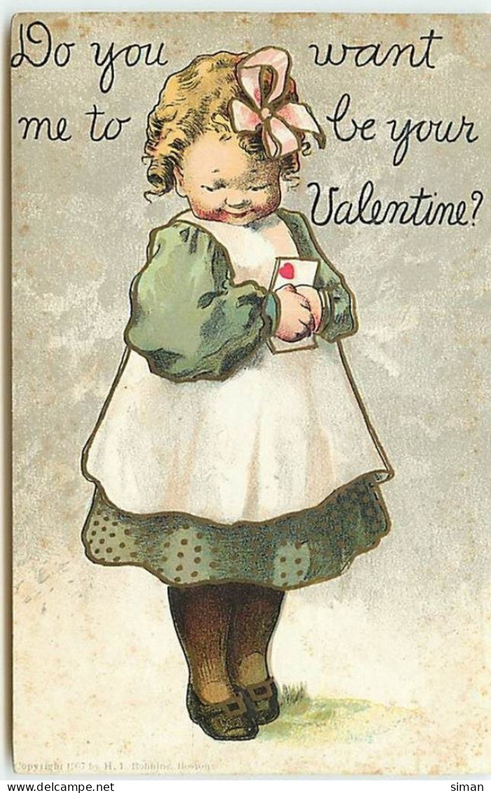 N°13702 - Carte Gaufrée - Do You Want Me To Be Your Valentine - Fillette Serrant Sur Son Coeur Une Lettre - Valentine's Day