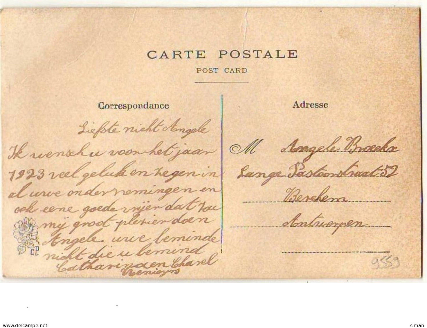 N°9559 - Carte Brodée Avec Rabat - Rose - Bestickt