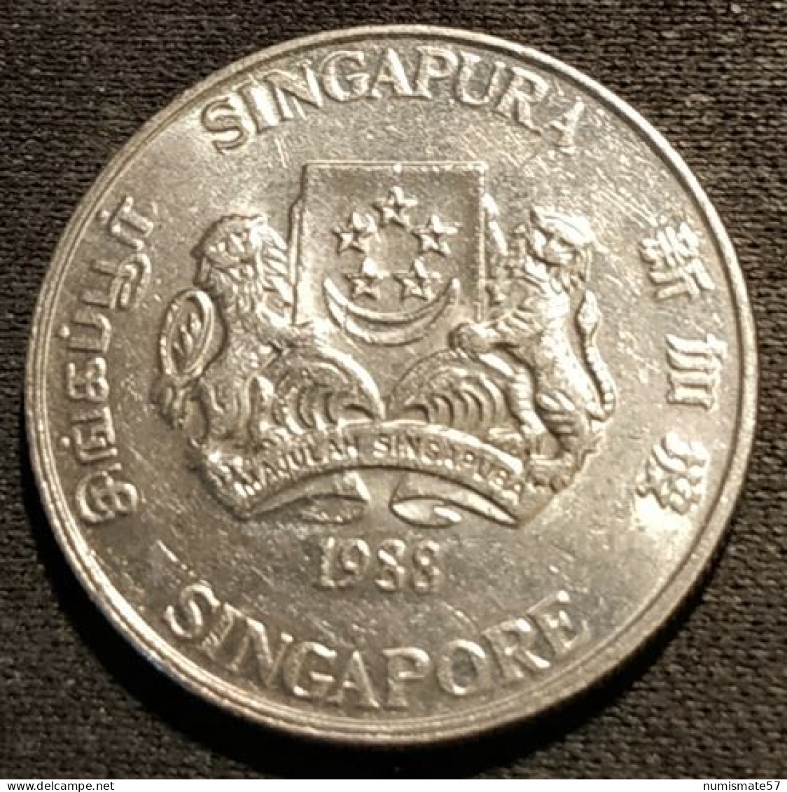 SINGAPOUR - SINGAPORE - 20 CENTS 1988 - KM 52 - ( Blason Haut ) - Singapore