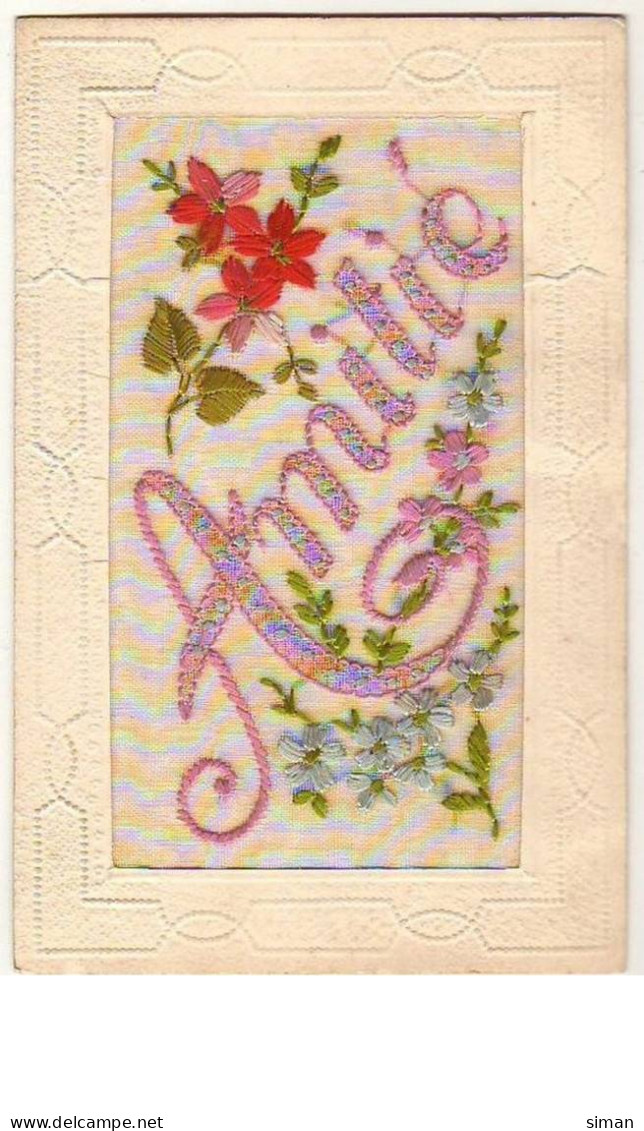 N°9509 - Carte Brodée - Amitié - Fleurs - Bestickt