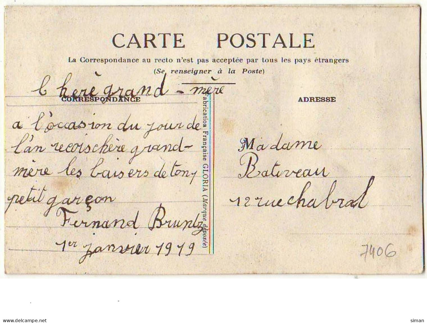 N°7406 - Carte Brodée Avec Rabat - Pensées - Bestickt