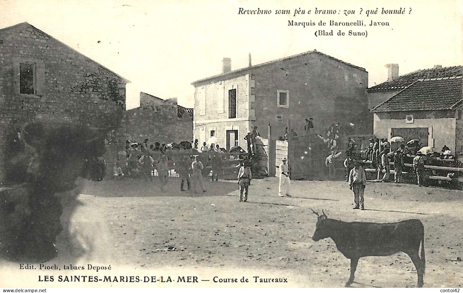 13 LES SAINTES MARIES DE LA MER COURSE DE TAUREAUX POEME MARQUIS DE BARONCELLI JAVON CAMARGUE - Saintes Maries De La Mer