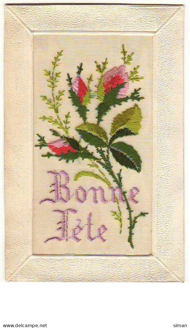 N°7409 - Carte Brodée - Bonne Fête - Boutons De Roses - Bordados