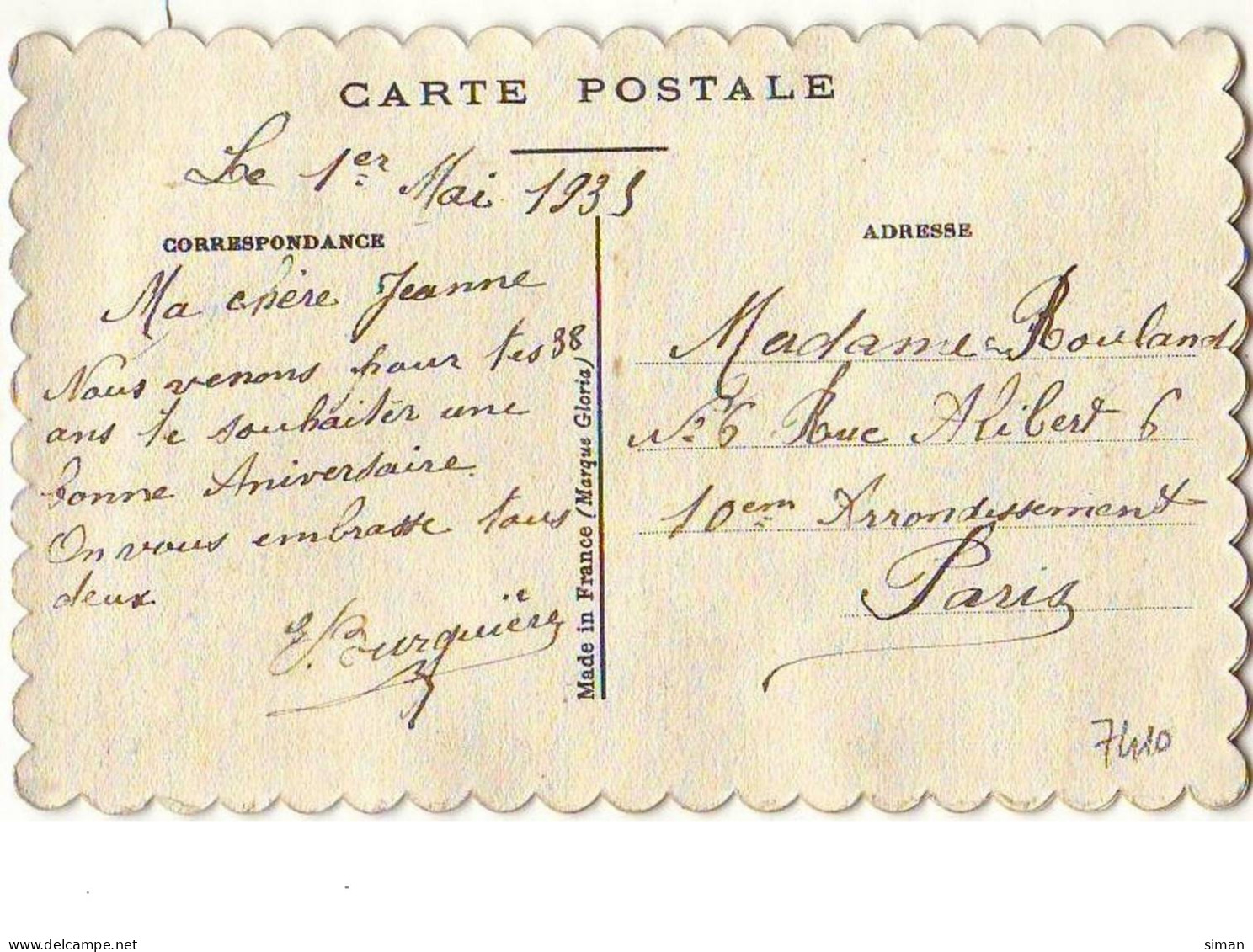 N°7410 - Carte Brodée - Anniversaire - Panier De Fleurs - Brodées