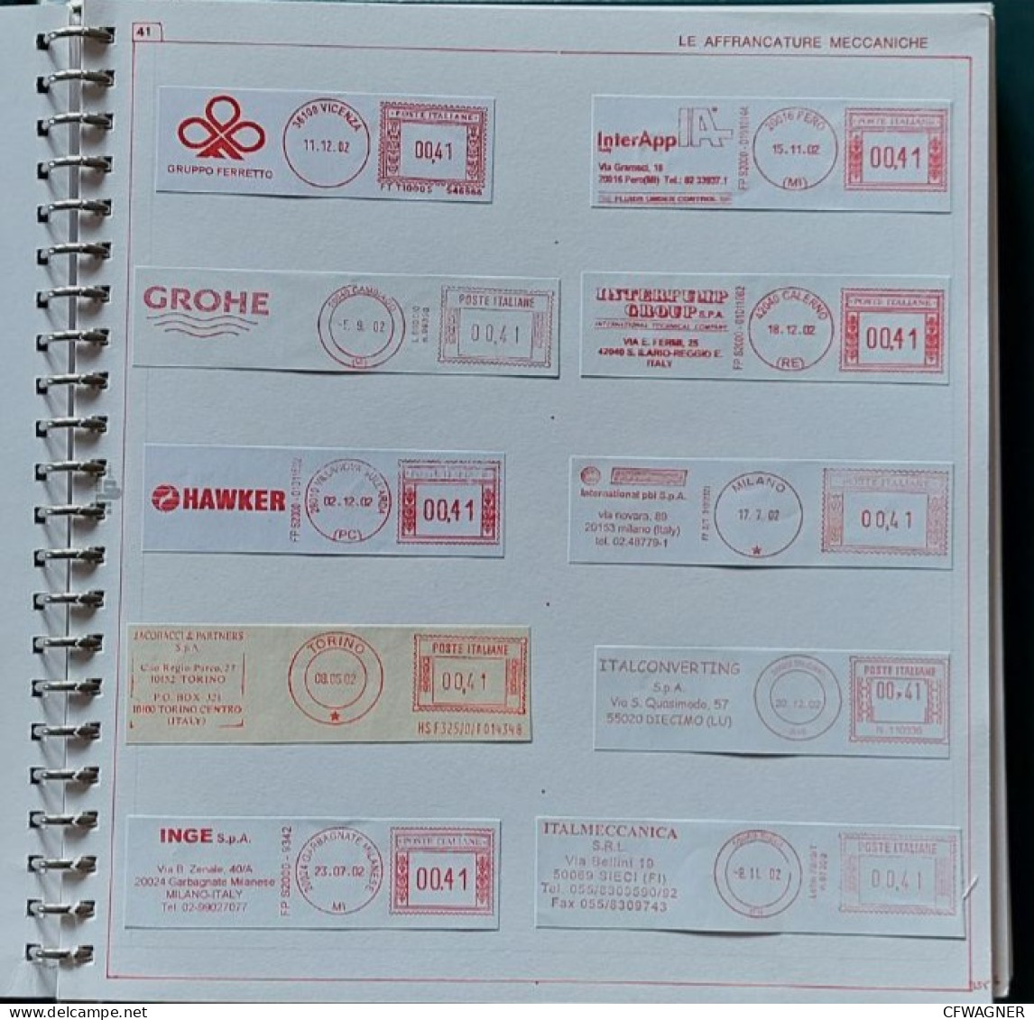 EMA Meter Freistempel Collection In Binder (+Schuber): ITALIA By BUSINESS SECTOR Diversi > 30 Pages) - Collections (with Albums)