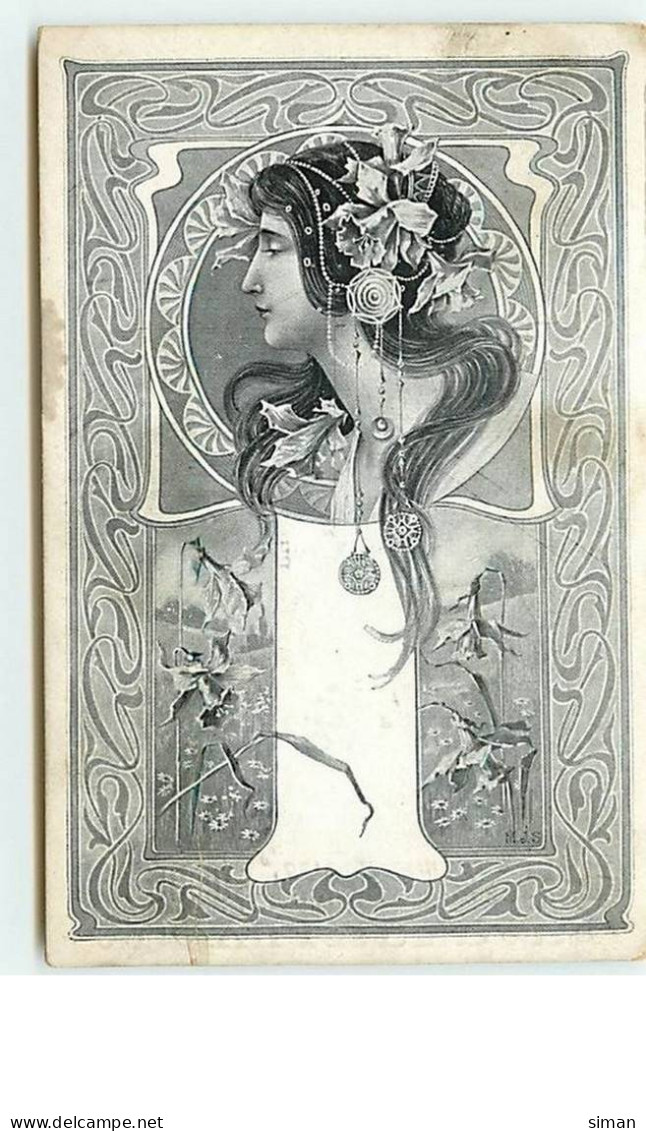 N°11518 - Carte Illustrateur - Art Nouveau - MJS - Femme - 1900-1949