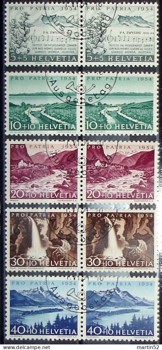 Schweiz Suisse 1954: Pro Patria Zu WII 66-70 Mi 597-601 Yv 548-552 Paare Mit ET-Stempel BERN 1.VI.54 AUSGABETAG - Used Stamps