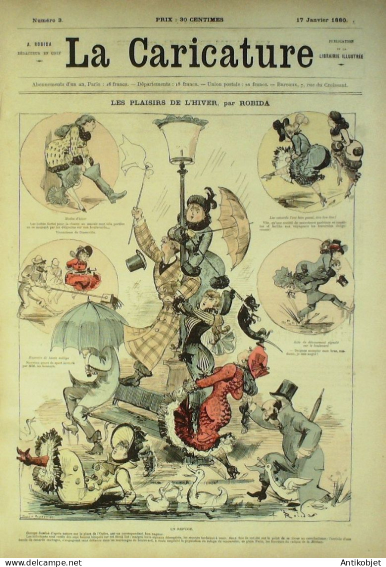 La Caricature 1880 N°  3 Nana Les Plaisirs De L'hiver Robida Draner Négro Trick - Riviste - Ante 1900