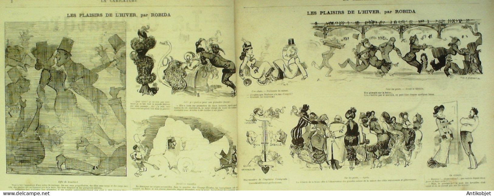 La Caricature 1880 N°  3 Nana Les Plaisirs De L'hiver Robida Draner Négro Trick - Zeitschriften - Vor 1900