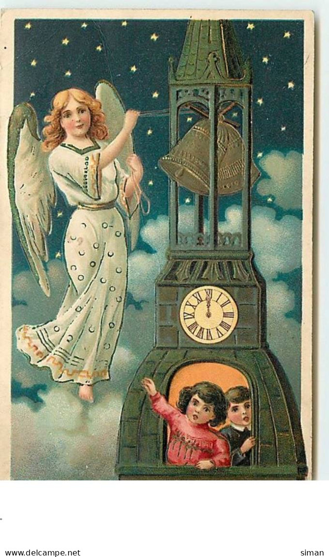 N°13681 - Carte Fantaisie Gaufrée - Ange Sonnant Les Cloches - Enfants - Año Nuevo