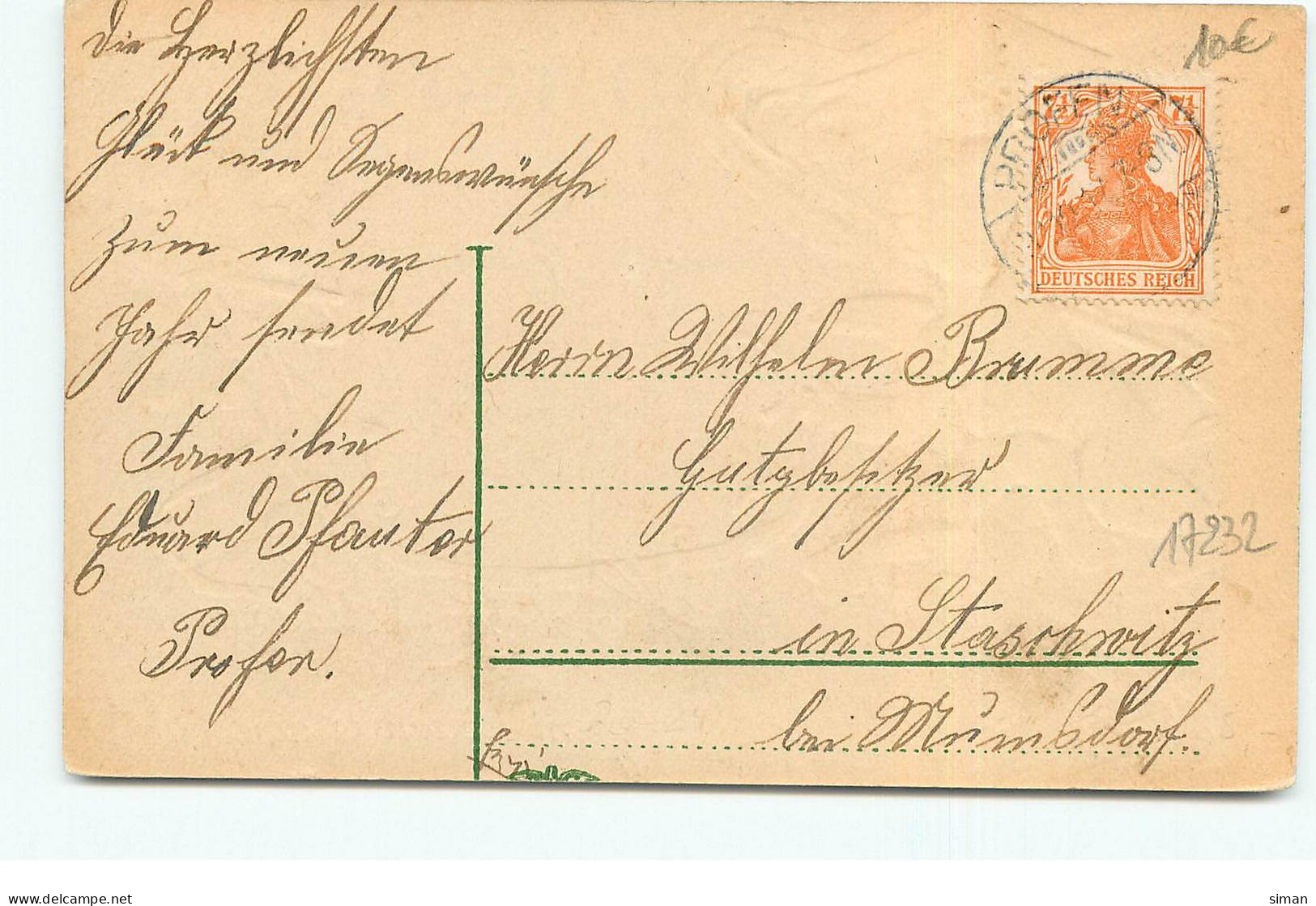 N°17232 - Carte Gaufrée - Herzlichen Glückwunsch Zum Neuen Jahre - Ange Apportant Une Lettre - Año Nuevo