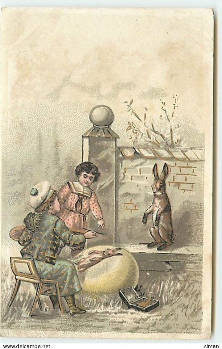N°13732 - Fillette Peignant Un Lapin Sur Un Oeuf - Pascua