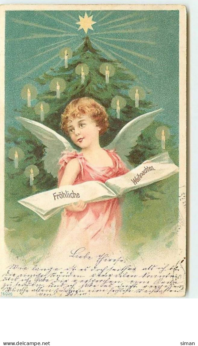 N°11534 - Carte Fantaisie - Fröhliche Weihnachten - Ange Avec Un Livre - Otros & Sin Clasificación