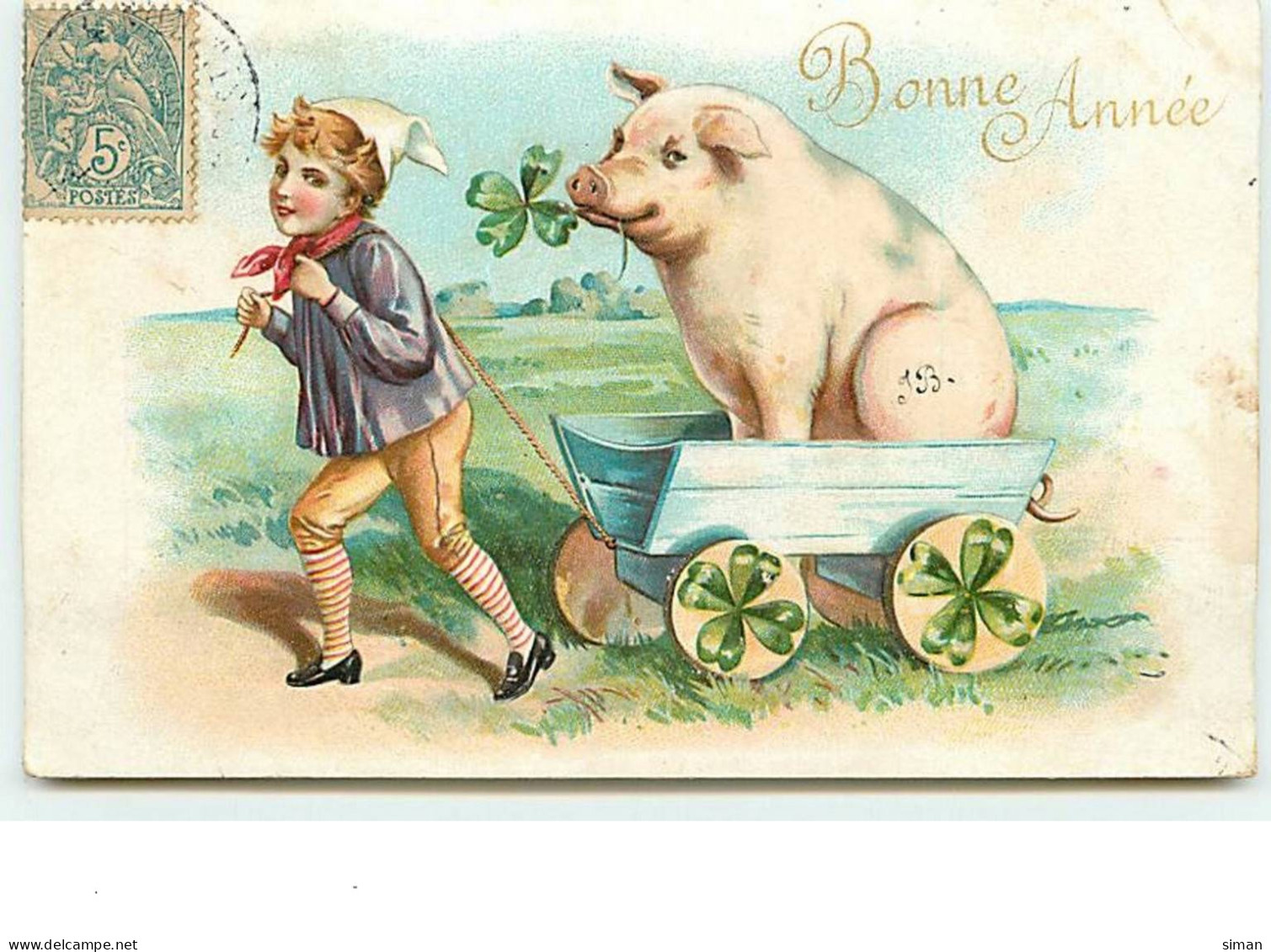 N°11541 - Carte Fantaisie Gaufrée - Bonne Année - Cochon - New Year