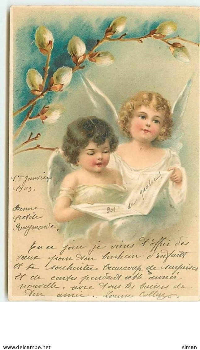 N°10593 - Carte Fantaisie -  Anges Lisant - Angels