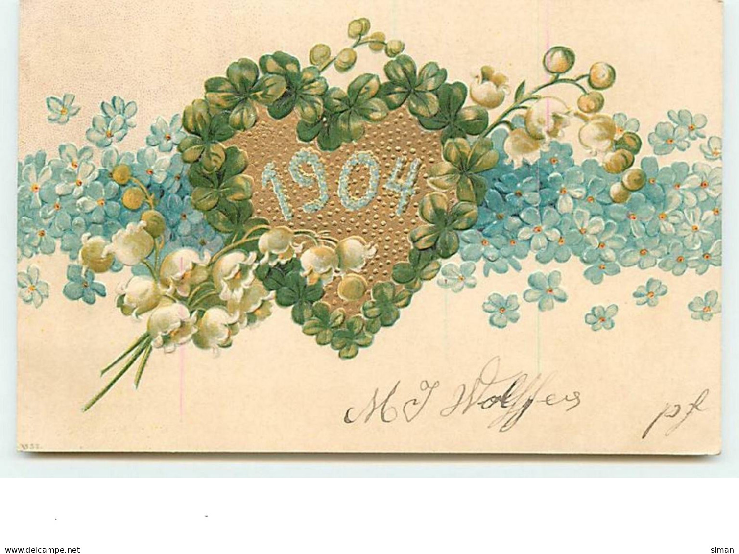 N°11544 - Carte Fantaisie Gaufrée - 1904 Dans Un Coeur - New Year