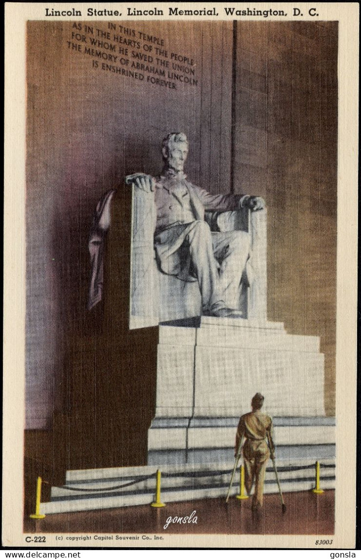 WASHINGTON D.C 1940-1950 "Lincoln Statue" Lincoln Memorial - Washington DC