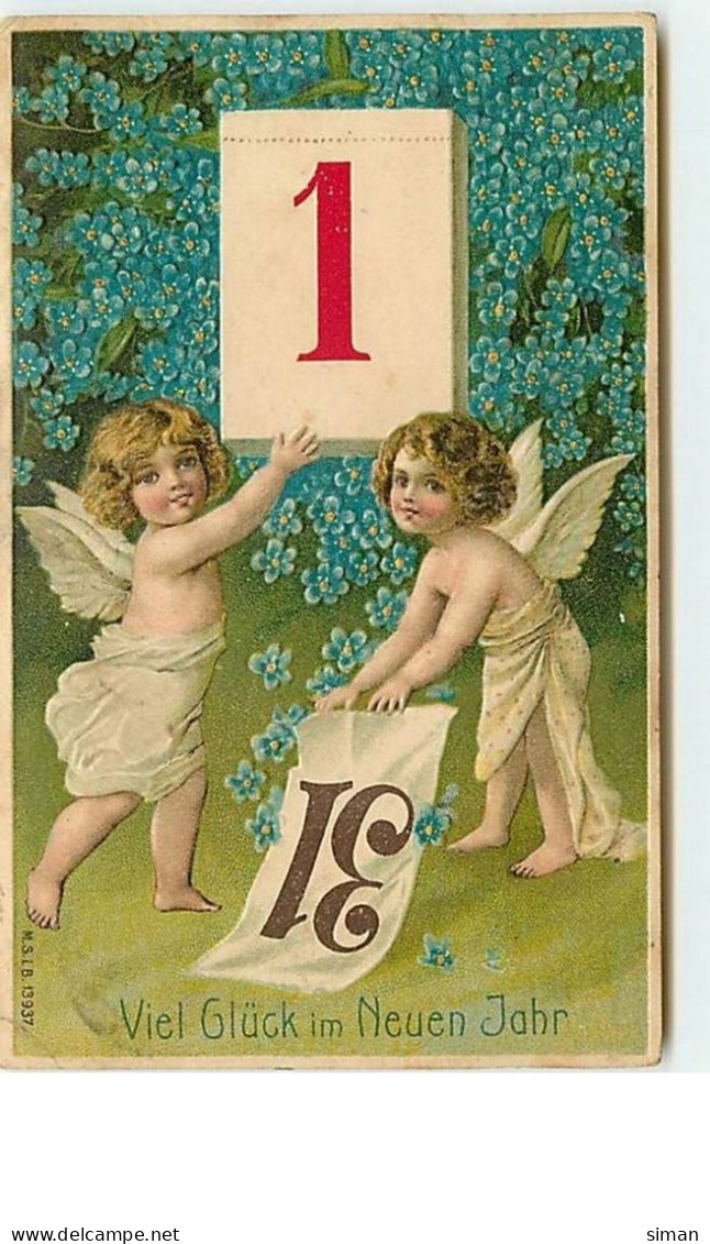 N°7449 - Carte Gaufrée - Viel Gluck Im Neuen Jahr - Angelots - 1er Janvier - New Year